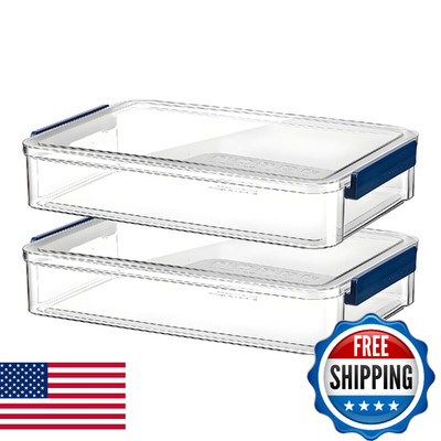RHONZHAO 2 Pcs Plastic Portable Project Case, Clear Stackable Storage Boxes Orga