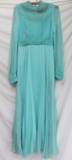 Vintage 1960’s Blue Mod Maxi-dress B. Altman & Co. Made In USA Long Sleeves