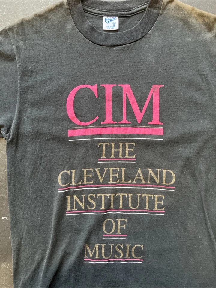 Camisa de Música Vintage Desteñida por el Sol Años 90 Cleveland OH Institute Negra M EE. UU. Foto 2 de 4