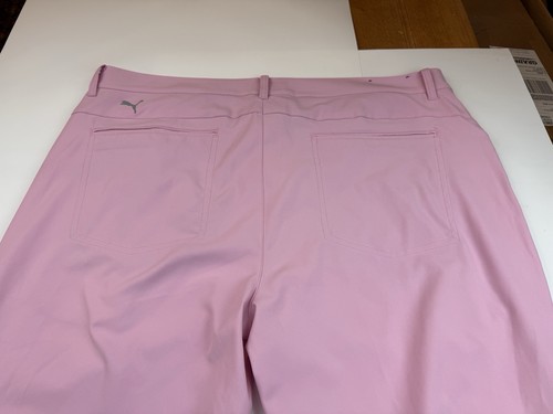 Puma Golf Pants Mens 40x32 Pink Chino Performance Rickie Fowler Golf Pants - Picture 9 of 15