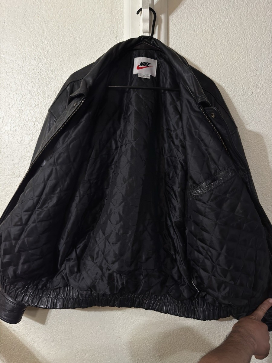 OG 90s Nike Swoosh Leather Bomber Jacket Men's XL Vintage | eBay