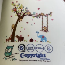 8 Sheet35"x12" Jungle NurseryWall Decal Peel & Stick Colorful /animal Pre- Owned