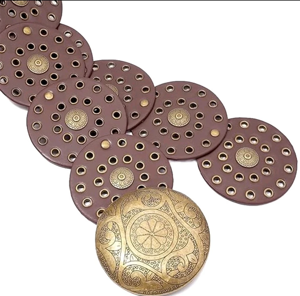 Cinturón de cuero occidental para mujer ancho vaquero hueco disco boho concho cinturón... Foto 2 de 3