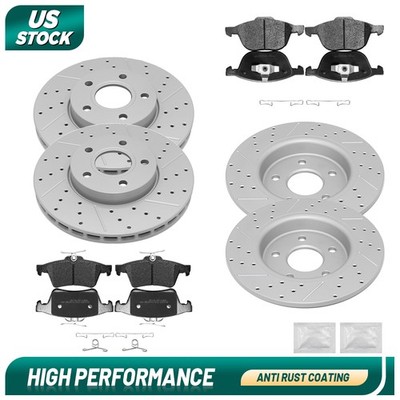 Front Rear Disc Rotors & Ceramic Brake Pads for Ford Focus 2012 2013 2014-2018