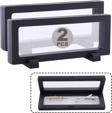 2 Set 3D Floating Display Frame Case  7.1x2.8” Black
