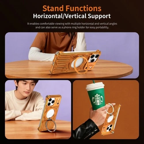 For iPhone 17/16/15 Pro Max Air Metal+TPU Case Mag Safe Stand Heat Dissipation - Picture 10 of 16