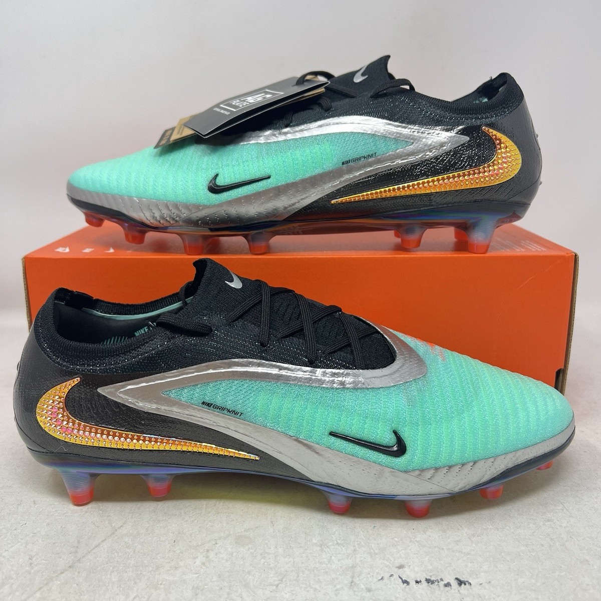 Nike Phantom 6 Low Elite AG Soccer Cleats Chrome Black Mens