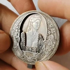 1pcs Movable Mechanism Coin "Surprise " Silver Plated Amazing Hobo Art