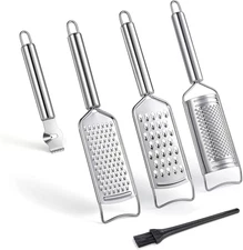 Stainless Steel Cheese Grater Set, Set of 5 Kitchen Grater & Peeler & Slicer, Le