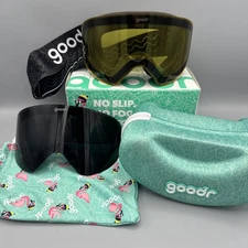 NEW Goodr - Snow G - Apres All Day Black Snow Goggles + Extra Lens + Case + Bag