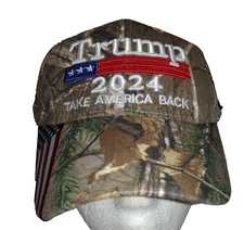 Trump Realtree Camo Hat Cap Embroidered 2024 Take America Back Adjustable Strap