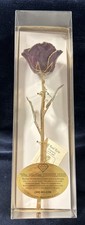 Real Purple Rose 24K Gold Dipped Preserved Flower Gift For Anniversary