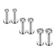 HQLA 16G Diamond CZ Lip Rings Labret Monroe Nose Tragus Helix Ear Piercing Jewel