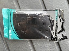 Click Deco 2 Gang Switched Socket Matt Black Finish VPMB536BK 13A Double Socket