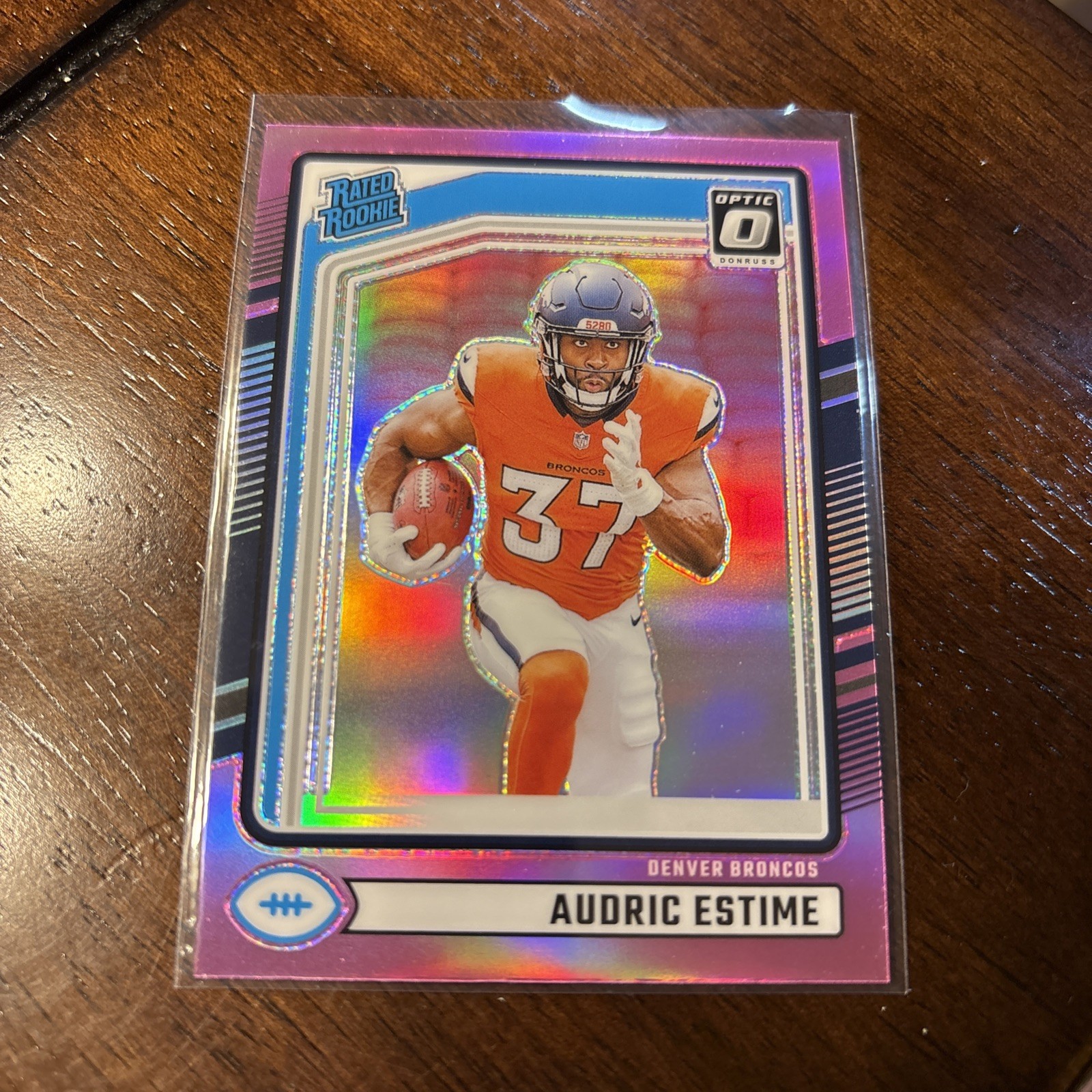 2024 Panini Donruss - Rated Rookie Audric Estime #335 Optic Preview Pink Prizm
