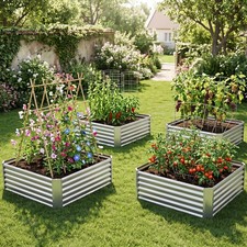Corrugated Elevated Garden Bed Outdoor Planter Box for Vegetables Flowers Herbs