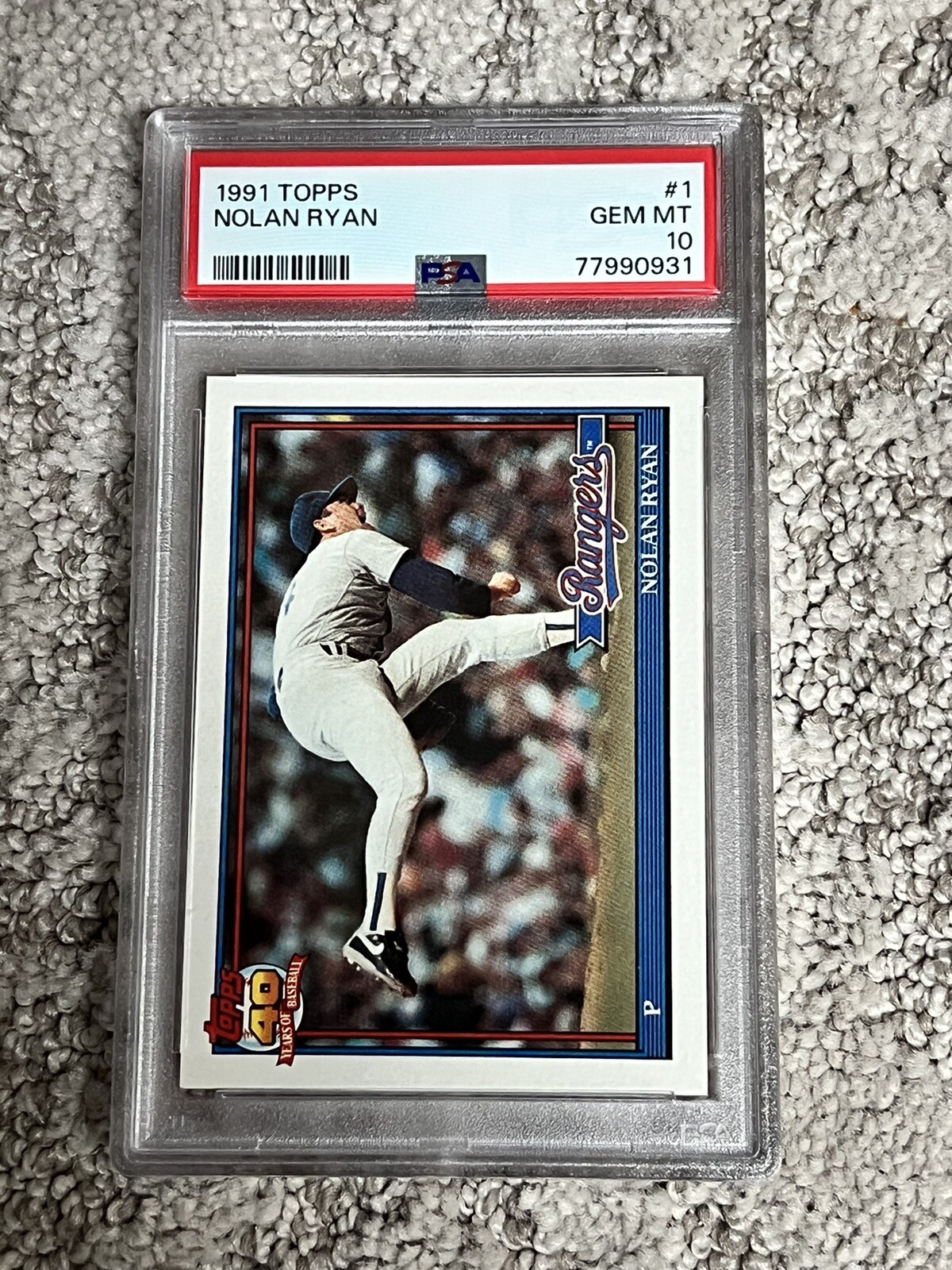 PSA 10 BASEBALL CARD 1991 TOPPS HOF NOLAN RYAN TEXAD RANGERS