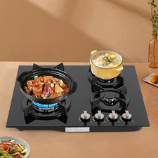 Gas Cooktop Stove Top 4 Burners NG/LPG Built-in Kitchen Gas Stove Tempered Glass
