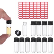 2ml Clear Glass Vials, 12 Pack Sample Vials Reagent Media Bottle with Labels