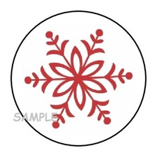 30 CHRISTMAS SNOWFLAKE ENVELOPE SEALS LABELS STICKERS 1.5" ROUND GIFTS FAVORS