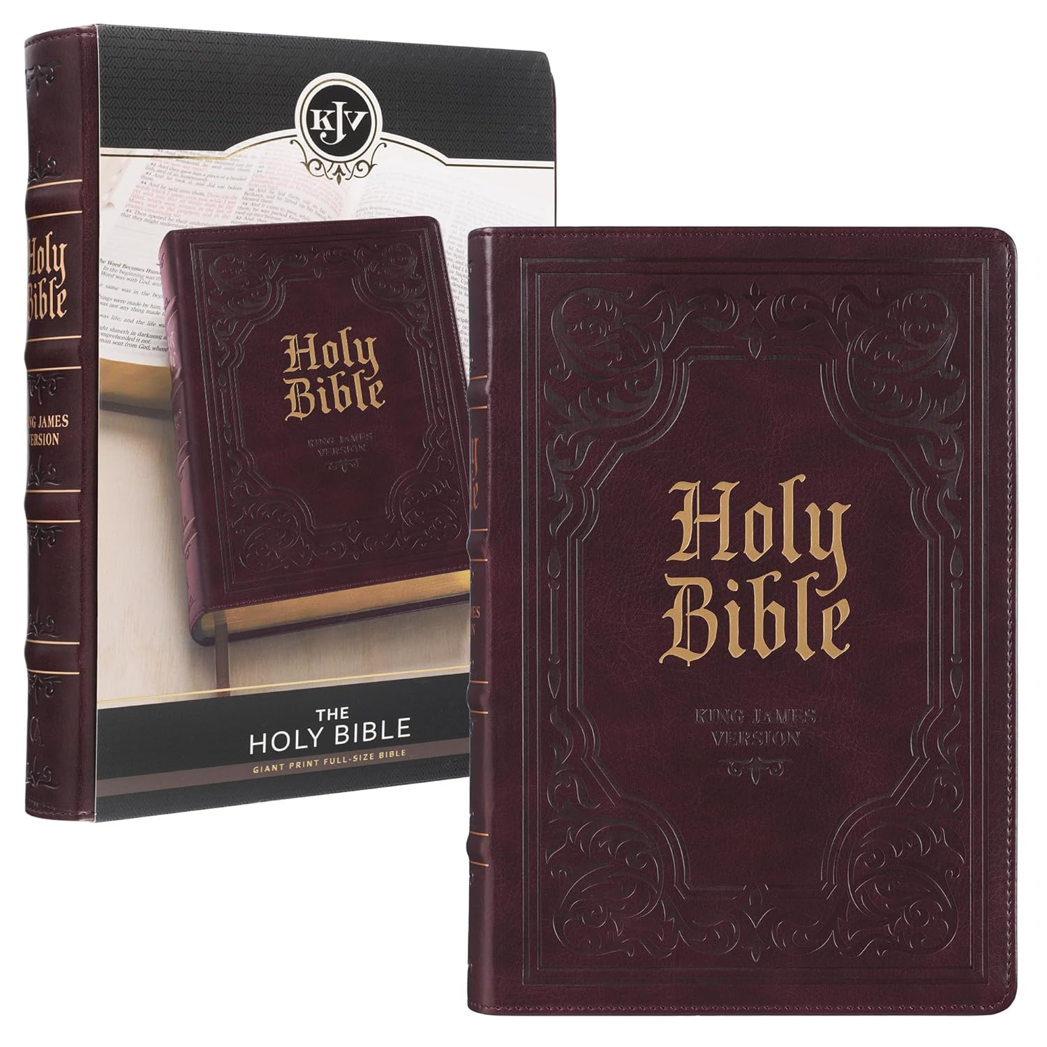 KJV Holy Bible, Giant Print Full-Size Faux Leather Red Letter Edition - Thumb In