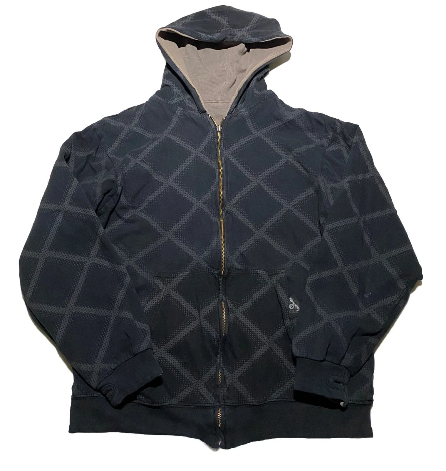 Y2K Billabong Reversible Thermal Grunge Hoodie Size Large 22x25 AC4