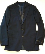 Stafford Mens Sport Suit Coat Jacket Blazer 42 long Blue Glen Plaid Travel NWT