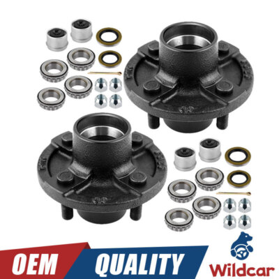 Pair 4 on 4 Bolt Trailer Idler Hub w/Hardware Kits For 2000LBS Axle 4x4 4 Lugs