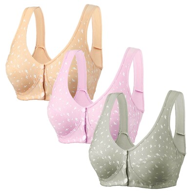 Women Casual Bra Button Front Closure Push Up Breathable Underwear Bralettes