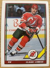 1991-1992 O-PEE-CHEE CLAUDE LEMIEUX New Jersey Devils NHL HOCKEY CARD #394