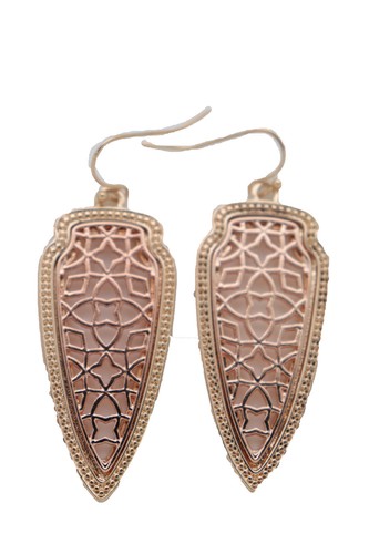 Women Hook Earring Rose Gold Color Metal Arrowhead Viking Hunter Fashion Jewelry - Picture 6 of 12