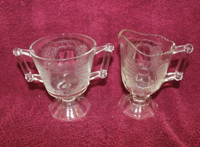 Jeanette Glass Baltimore Pear Clear Glass Sugar & Creamer