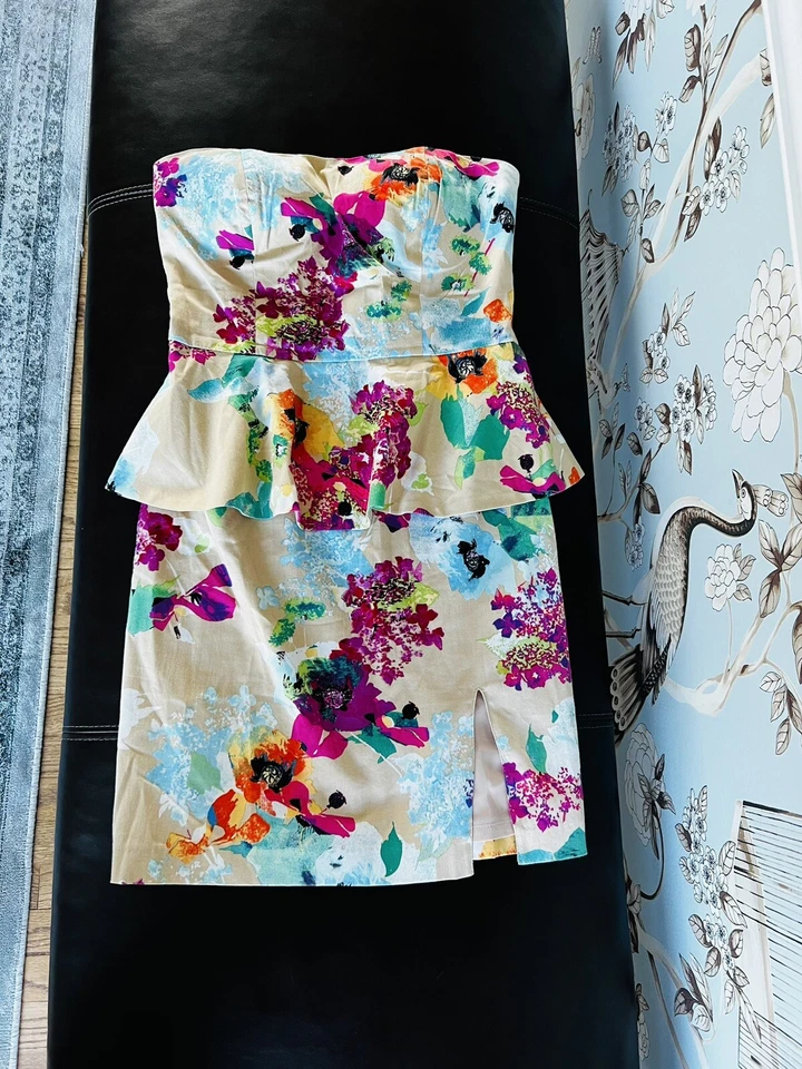 Ark & Co Dress Womens Floral Sweetheart Strapless Sz Small Miamicore Chic - Image 3 of 4