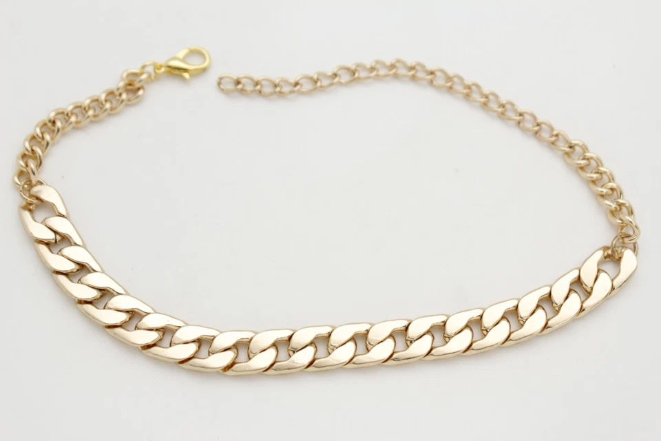 Mujer Oro Metal Cadena Eslabones Bota Pulsera Clásico Zapato Básico Dije Tobillera Correa Foto 3 de 4