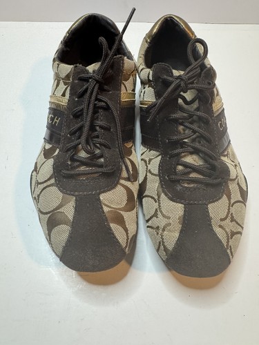 Womens COACH Jayme Q582 Signature Brown Gold Size 7.5M