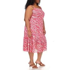Michael Michael Kors Plus Size Zebra Midi Dress, Geranium, 1X