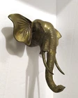 Large Elephant Wall Head 13x15 inches Metal Figurine Statue Bronze Finish