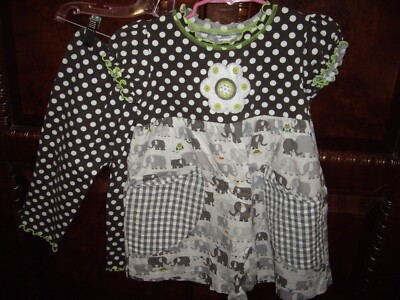 T23 Girls Size 6 Baxter & Beatrice 2pc Outfit Long Swing Top & Capri Elephants