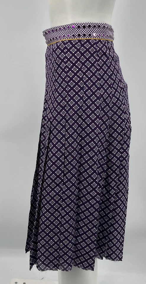 Falda plisada estampada a cuadros púrpura Bottega Veneta 2018 con cintura tachonada talla 46 nueva con etiquetas Foto 2 de 4