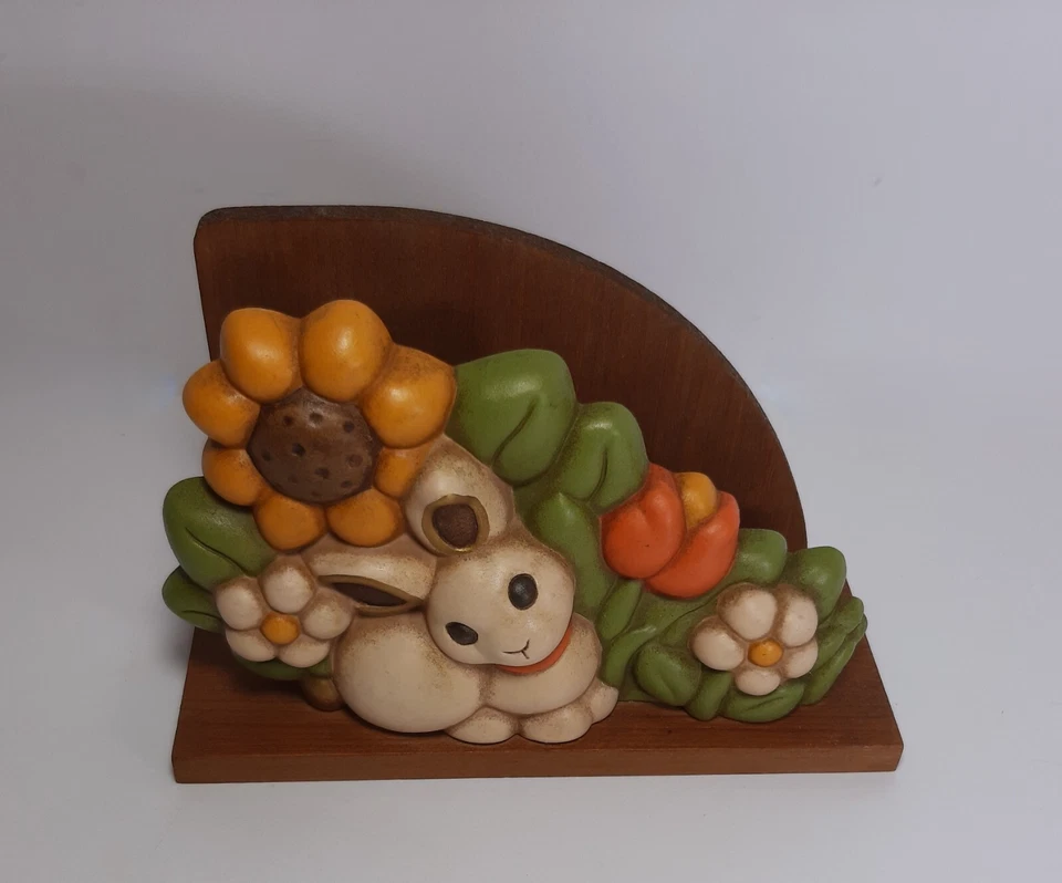 Portatovaglioli THUN Coniglio Fiori Raro Fuori Produzione cm 18 Porta Tovaglioli - Immagine 3 di 4