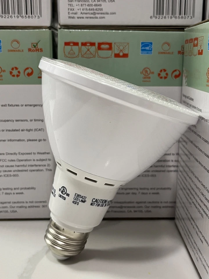 Renesola 12 pack PAR30 850 Lumens 75W equivalent 12W dimmable outdoor/indoor LED - Image 4 of 4