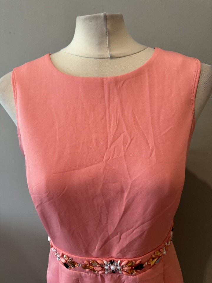 Ladies Dorothy Perkins Pink Bejewelled Waistband Occasion Party Dress