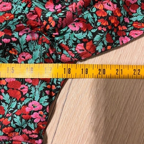J. Crew Collection Midikleid Blumen Puffärmel V-Ausschnitt rot rosa grün 4 - Bild 8 von 10