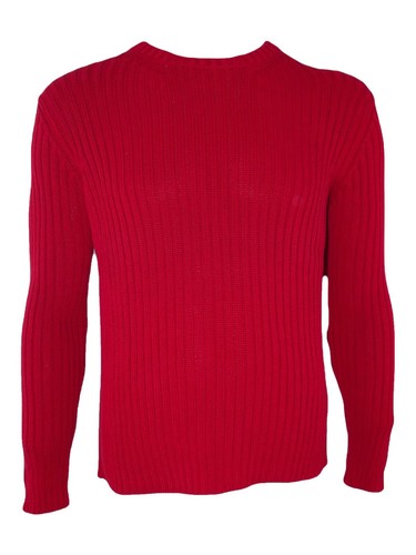 Maglione Uomo Malo Invernale Girocollo Rosso Grigio Chiaro Stretch A Costine - Picture 2 of 28