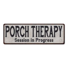 Porch Therapy Vintage Look Reproduction Black White Metal Sign 106180023039
