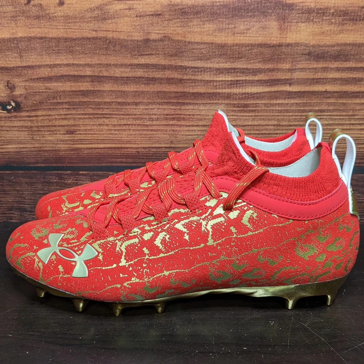 Under Armour Spotlight Lux Suede 2.0 Men s 10.5 Red Gold Chrome football cleats