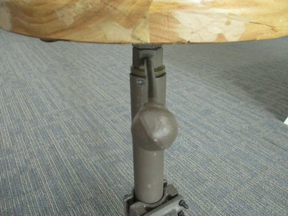 Cast Iron Adjustable Bar Stool Rustic Wood Kitchen Drafting Seat Chair Man Cave - Image 3 of 4