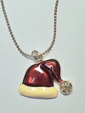 New Claire's Girls Red Santa Claus Hat Christmas Necklace New Holiday 17" Chain