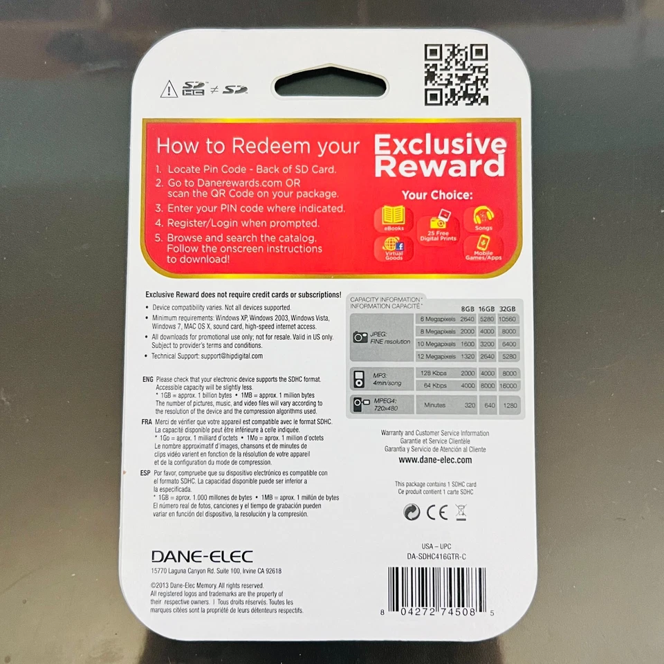 Dane-Elec 16GB SDHC Memory Card Class 4 High Speed New - Image 3 of 3