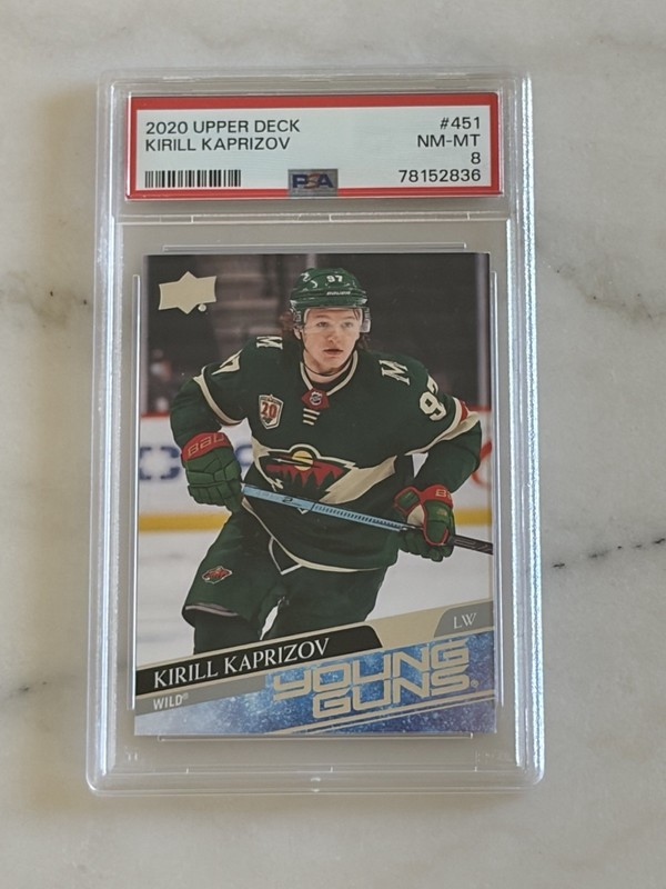 2020 Upper Deck #451 Kirill Kaprizov Young Guns Rookie RC Wild PSA 8 NM-MT 🔥